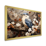Blue floral Ethereal bird - Bird Canvas Wall Art