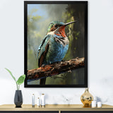 Blue and green Radiant hummingbird Beauty - Hummingbird Framed Canvas Art