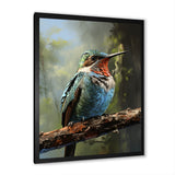 Blue and green Radiant hummingbird Beauty - Hummingbird Framed Canvas Art
