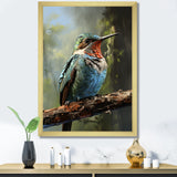 Blue and green Radiant hummingbird Beauty - Hummingbird Framed Canvas Art