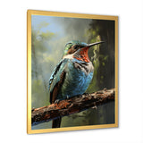 Blue and green Radiant hummingbird Beauty - Hummingbird Framed Canvas Art