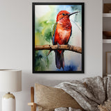 Red and green Radiant hummingbird Beauty - Hummingbird Large Canvas Wall Art