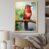 Red and green Radiant hummingbird Beauty - Hummingbird Large Canvas Wall Art