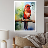 Red and green Radiant hummingbird Beauty - Hummingbird Large Canvas Wall Art