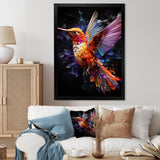 Orange and pink Radiant hummingbird Beauty - Hummingbird Bedroom Wall Art