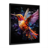 Orange and pink Radiant hummingbird Beauty - Hummingbird Bedroom Wall Art
