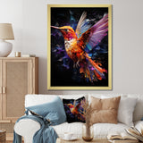 Orange and pink Radiant hummingbird Beauty - Hummingbird Bedroom Wall Art