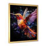 Orange and pink Radiant hummingbird Beauty - Hummingbird Bedroom Wall Art