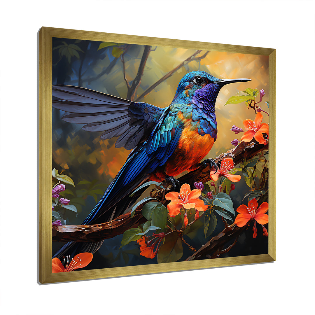 Blue Vigorous Vibrance Hummingbird - Hummingbird Wall Art Prints