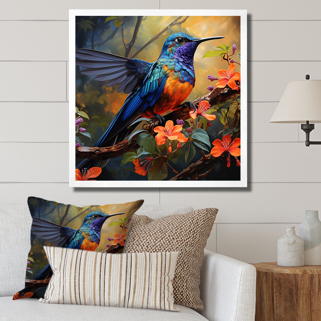 Blue Vigorous Vibrance Hummingbird - Hummingbird Wall Art Prints