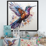 Blue and brown Vibrant hummingbird flight - Blue Hummingbird Wall Art