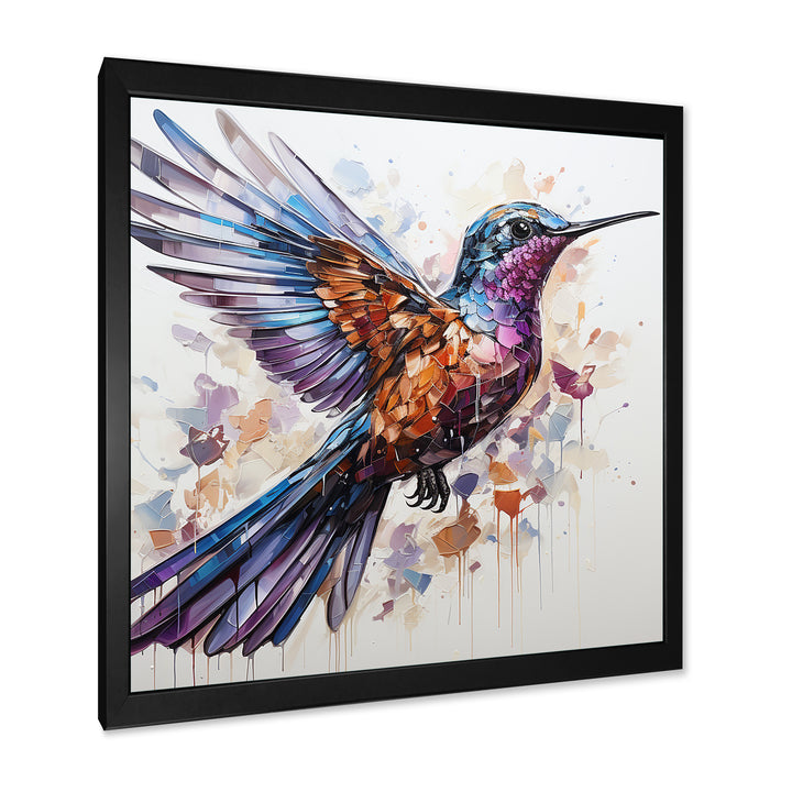 Blue and brown Vibrant hummingbird flight - Blue Hummingbird Wall Art