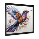 Blue and brown Vibrant hummingbird flight - Blue Hummingbird Wall Art