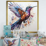Blue and brown Vibrant hummingbird flight - Blue Hummingbird Wall Art