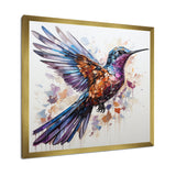 Blue and brown Vibrant hummingbird flight - Blue Hummingbird Wall Art