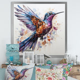 Blue and brown Vibrant hummingbird flight - Blue Hummingbird Wall Art