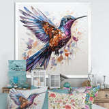 Blue and brown Vibrant hummingbird flight - Blue Hummingbird Wall Art