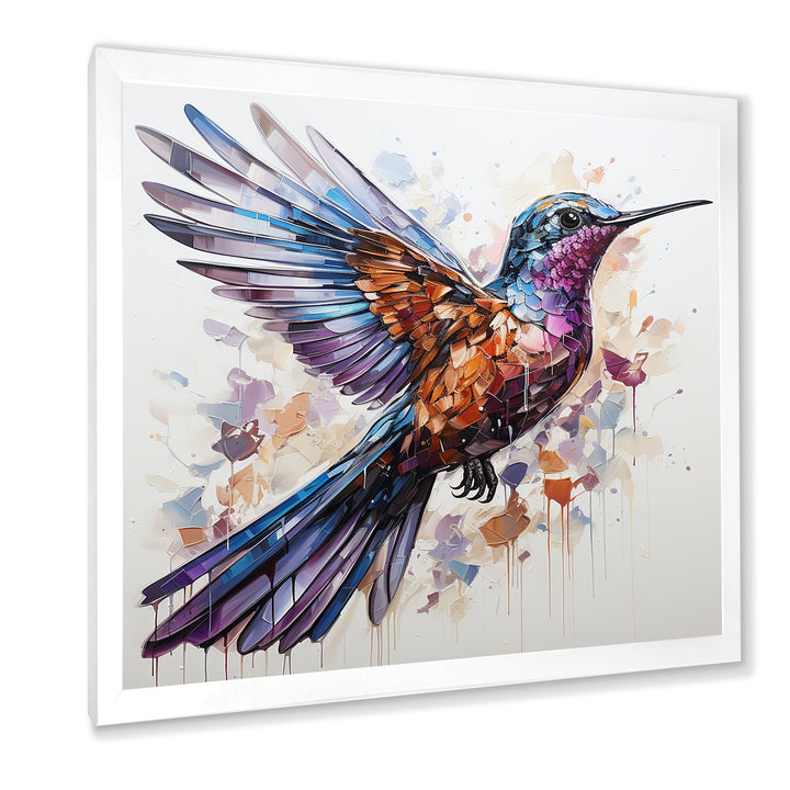 Blue and brown Vibrant hummingbird flight - Blue Hummingbird Wall Art