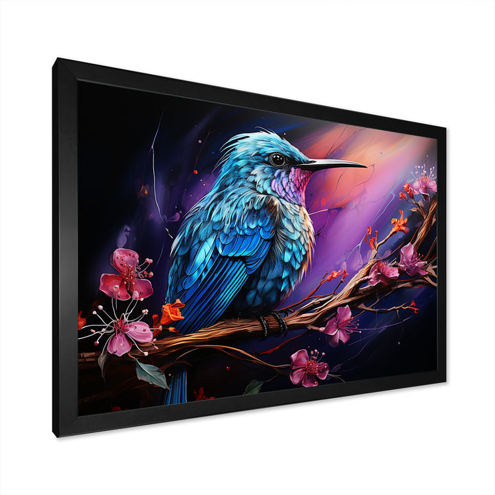 Blue Hummingbird floral twilight Wonder - Hummingbird Home Decor Art