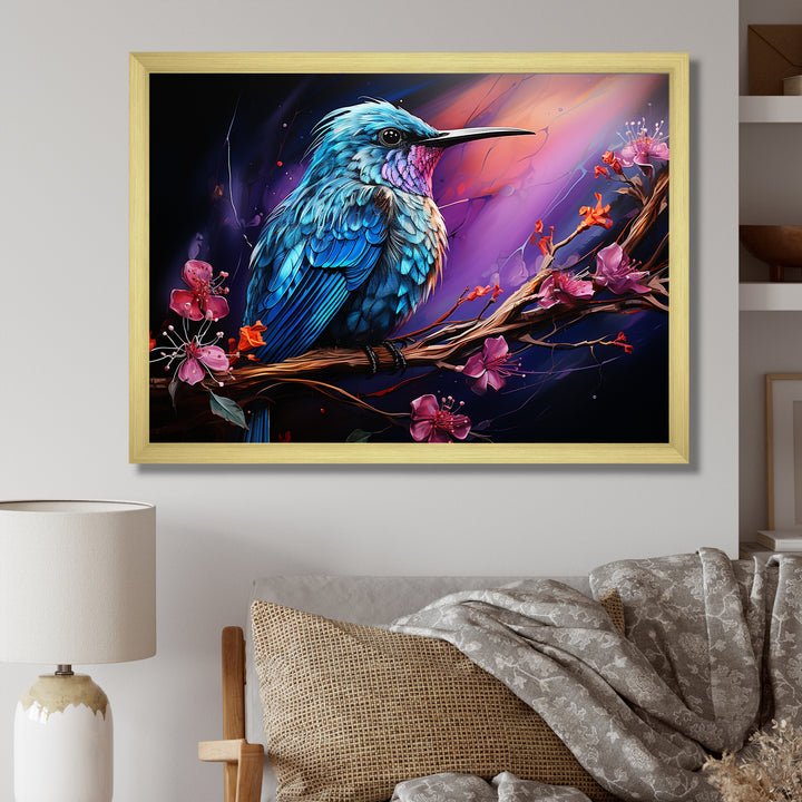 Blue Hummingbird floral twilight Wonder - Hummingbird Home Decor Art