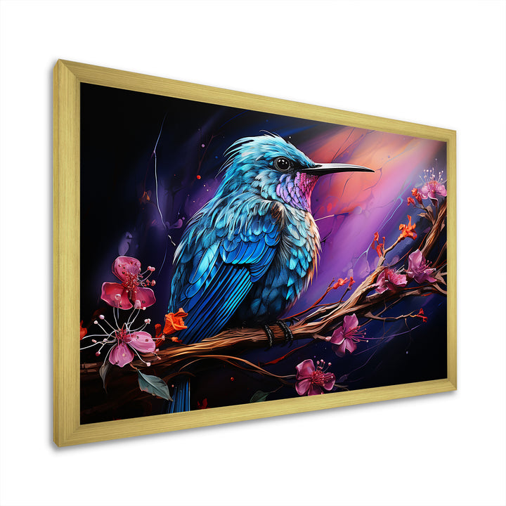 Blue Hummingbird floral twilight Wonder - Hummingbird Home Decor Art