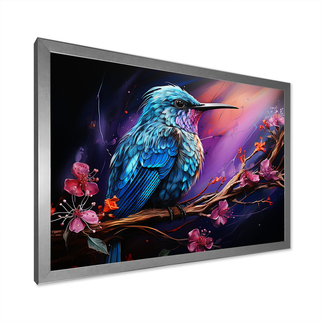 Blue Hummingbird floral twilight Wonder - Hummingbird Home Decor Art