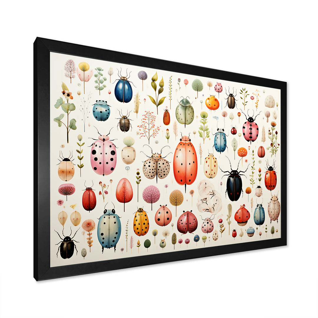 Colorful beetle meadow - Insects &amp; Bugs Canvas Wall Art