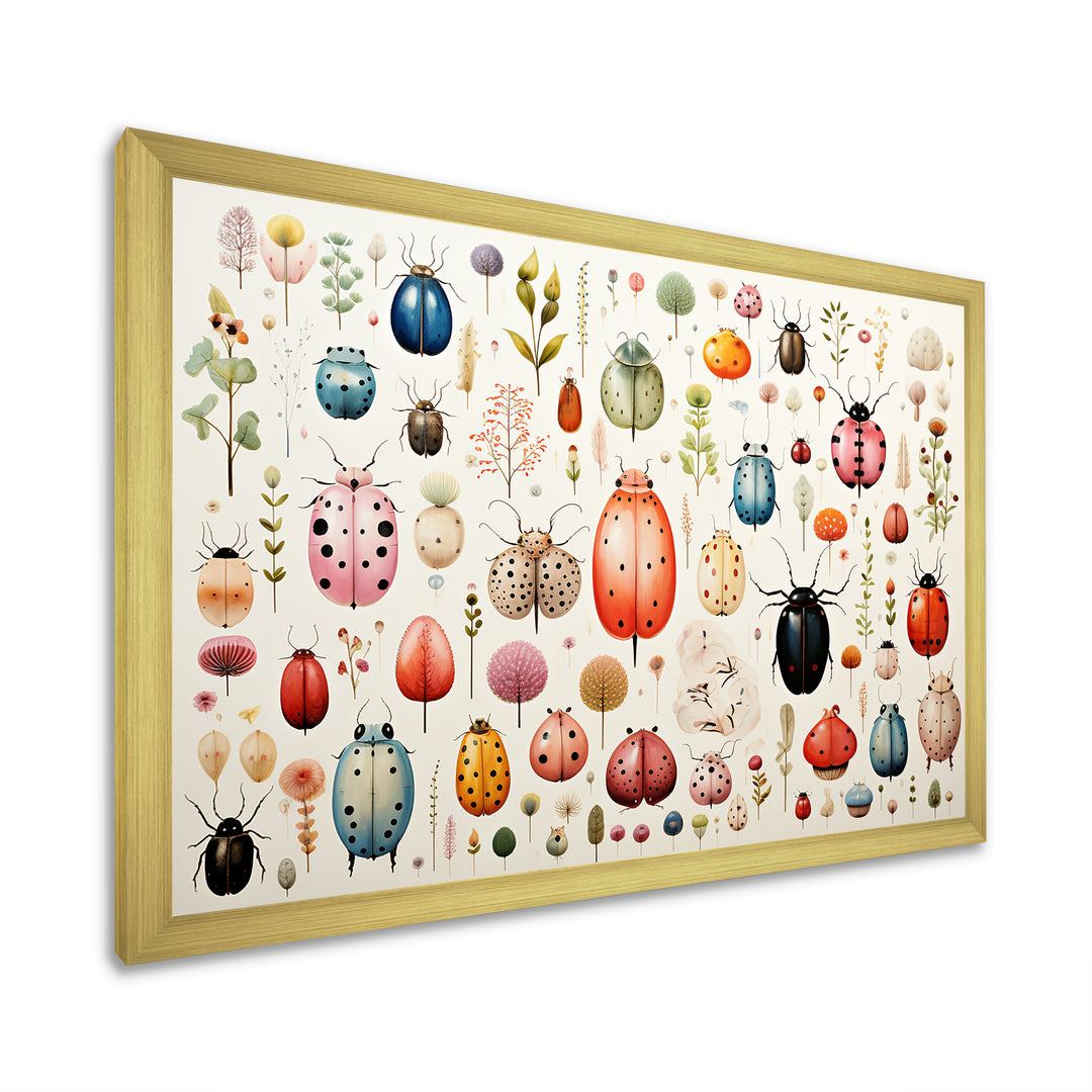 Colorful beetle meadow - Insects &amp; Bugs Canvas Wall Art