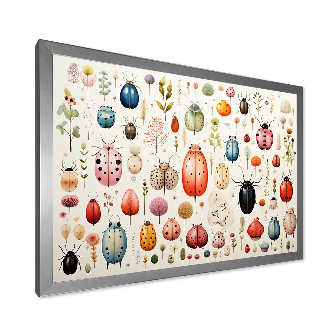 Colorful beetle meadow - Insects &amp; Bugs Canvas Wall Art