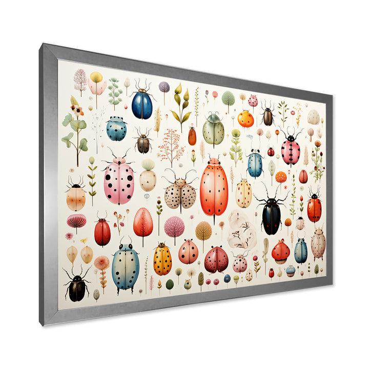 Colorful beetle meadow - Insects &amp; Bugs Canvas Wall Art