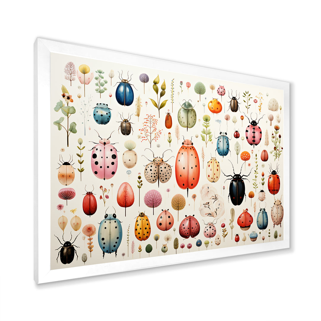 Colorful beetle meadow - Insects &amp; Bugs Canvas Wall Art