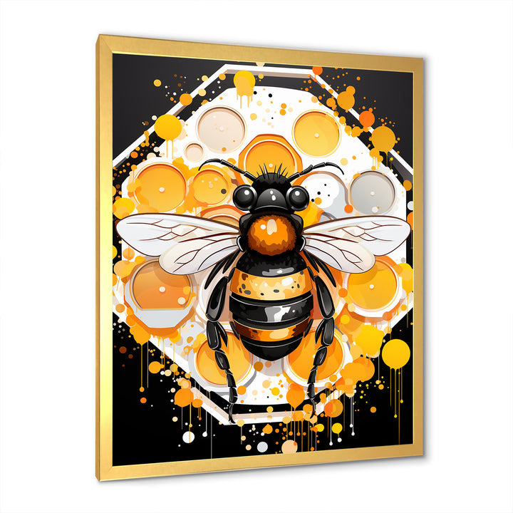Yellow and black Honey bee - Insects &amp; Bugs Canvas Wall Art
