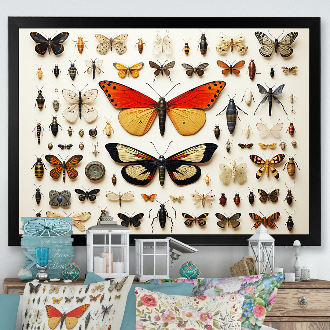 Yellow and orange Insects and Bugs - Insects &amp; Bugs Large Canvas Wall Art