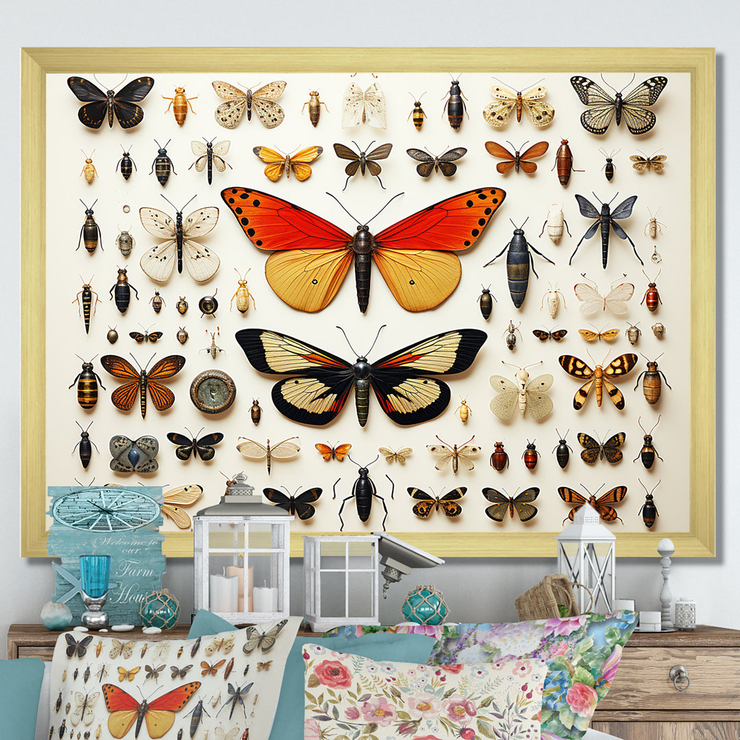 Yellow and orange Insects and Bugs - Insects &amp; Bugs Large Canvas Wall Art