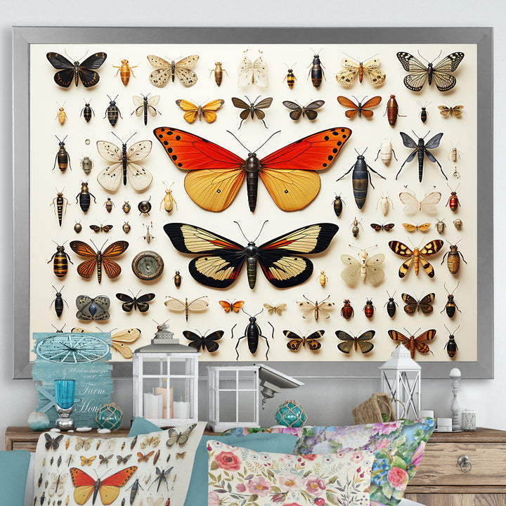 Yellow and orange Insects and Bugs - Insects &amp; Bugs Large Canvas Wall Art