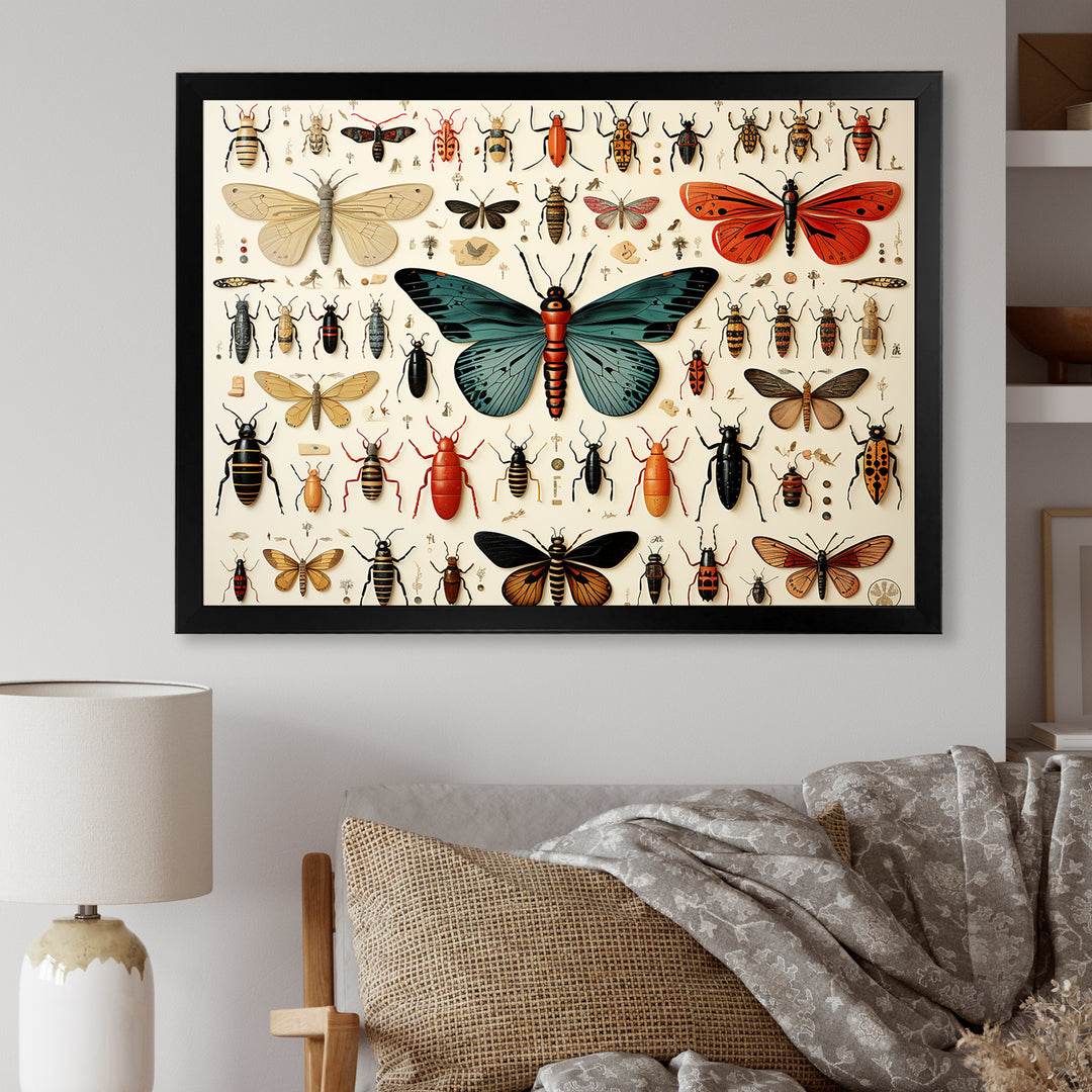 Blue and orange Insects and Bugs - Insects &amp; Bugs Living Room Wall Art