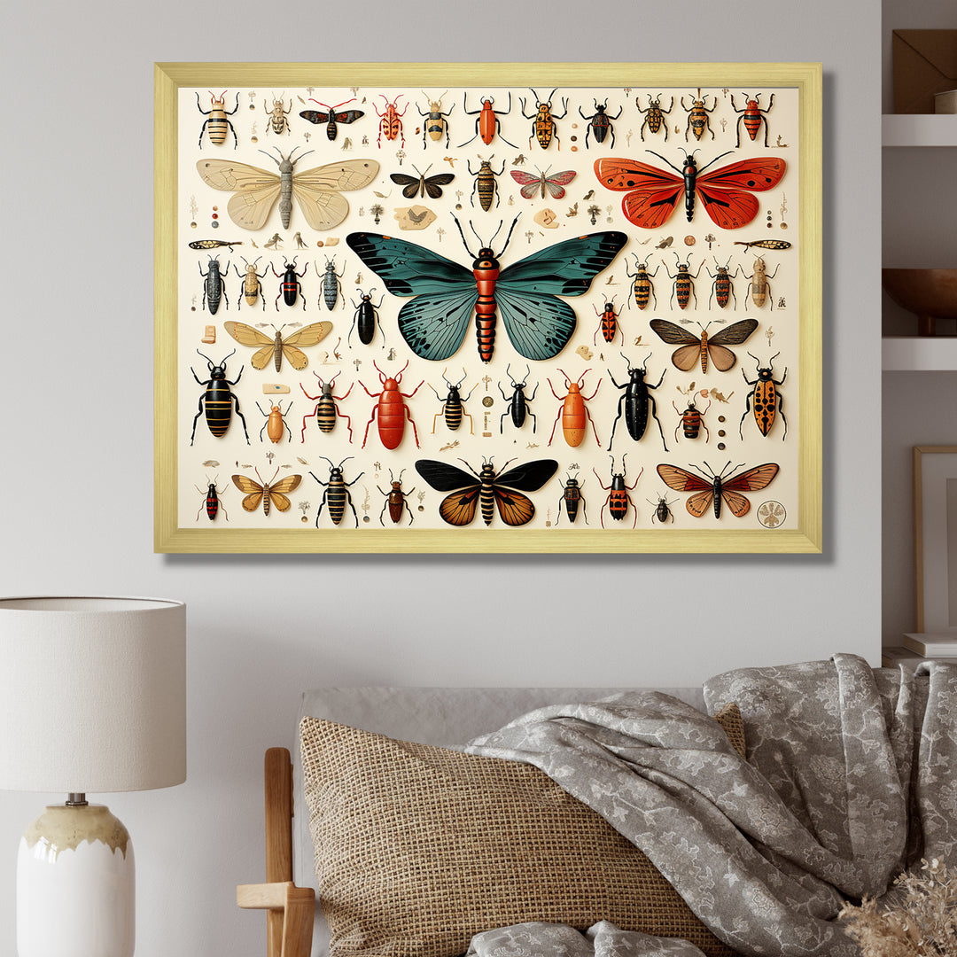 Blue and orange Insects and Bugs - Insects &amp; Bugs Living Room Wall Art