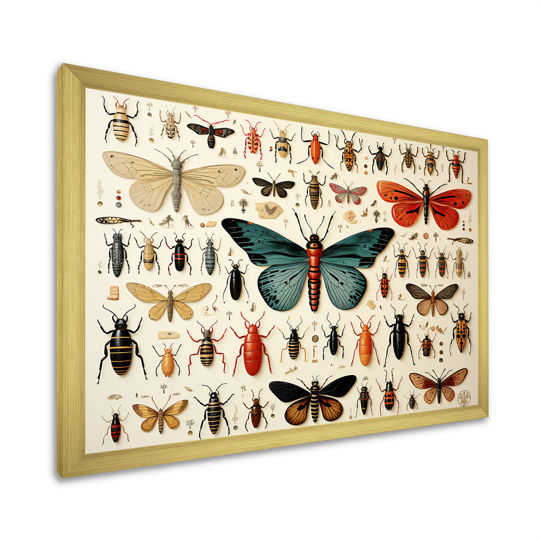 Blue and orange Insects and Bugs - Insects &amp; Bugs Living Room Wall Art