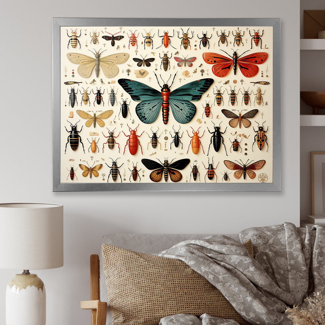 Blue and orange Insects and Bugs - Insects &amp; Bugs Living Room Wall Art