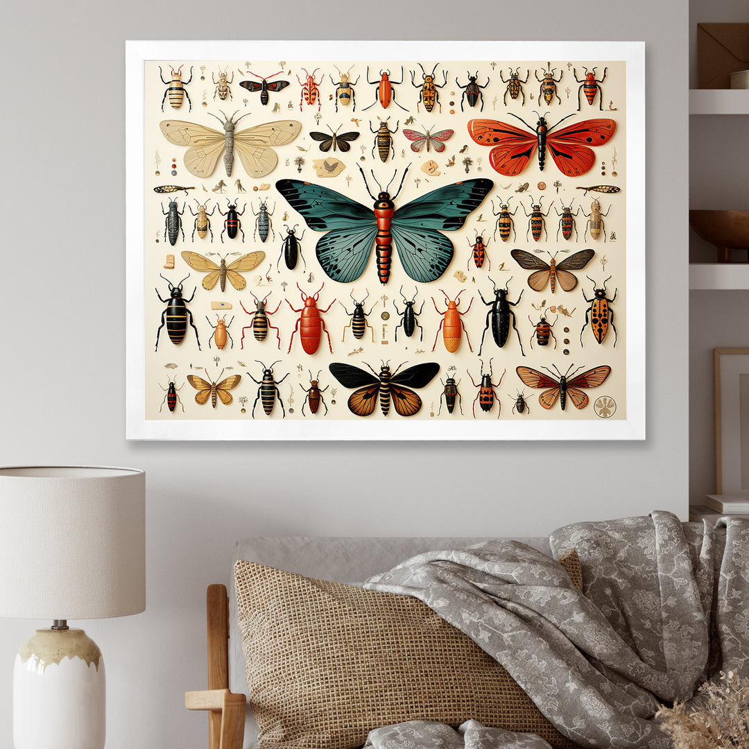 Blue and orange Insects and Bugs - Insects &amp; Bugs Living Room Wall Art