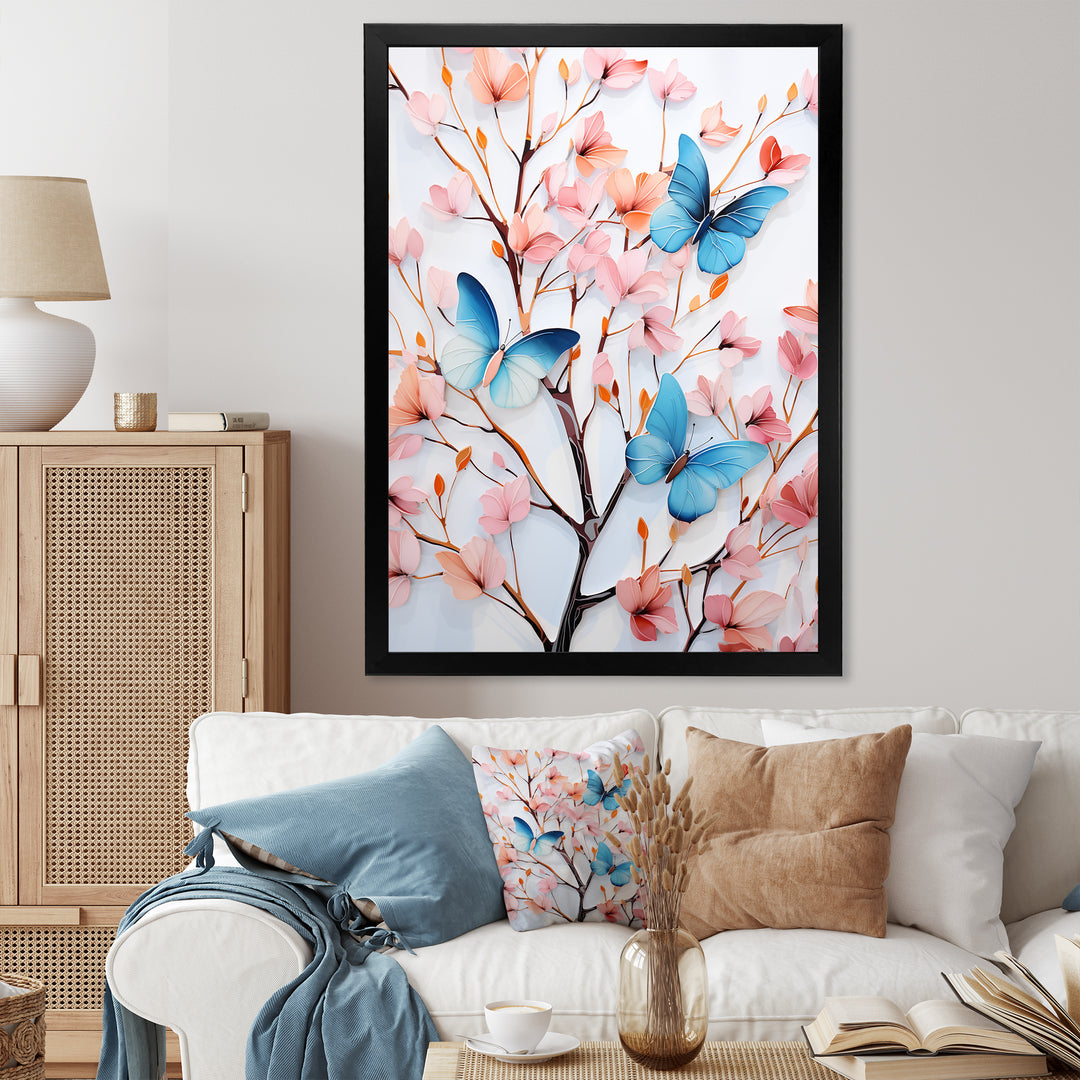 Charming spring Butterflies in pink and blue - Insects &amp; Bugs Wall Art Prints