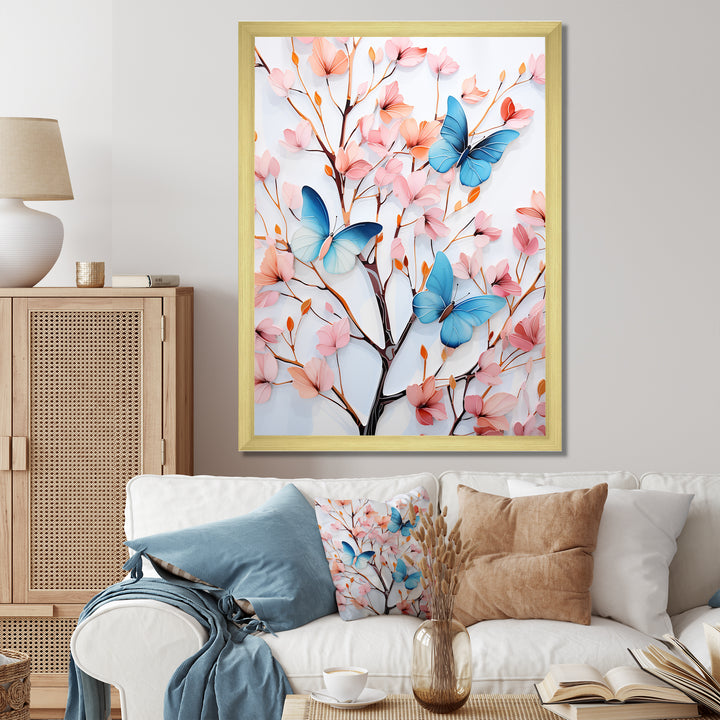 Charming spring Butterflies in pink and blue - Insects &amp; Bugs Wall Art Prints