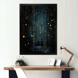 Black and yellow Japanese starry night stars - Landscapes Canvas Wall Art