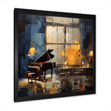 Yellow and grey grand piano Jazz cafe  IV - Music Canvas Wall Art