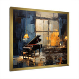 Yellow and grey grand piano Jazz cafe  IV - Music Canvas Wall Art