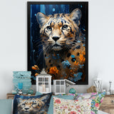 Blue and golden Leopard Serenity - Leopard Home Decor Art
