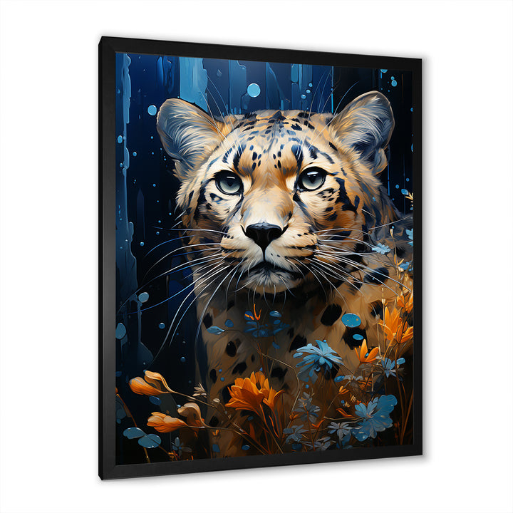 Blue and golden Leopard Serenity - Leopard Home Decor Art