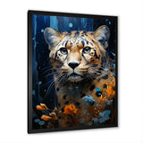 Blue and golden Leopard Serenity - Leopard Home Decor Art