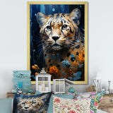 Blue and golden Leopard Serenity - Leopard Home Decor Art
