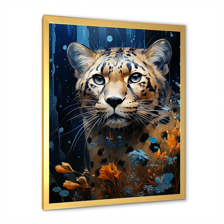 Blue and golden Leopard Serenity - Leopard Home Decor Art